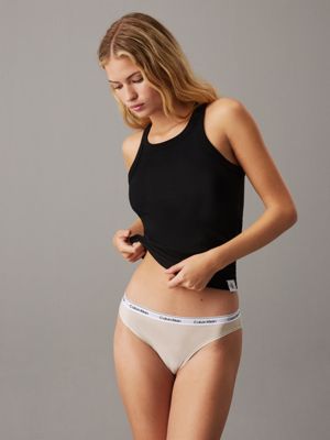 beige bikini briefs - icon logo for women calvin klein