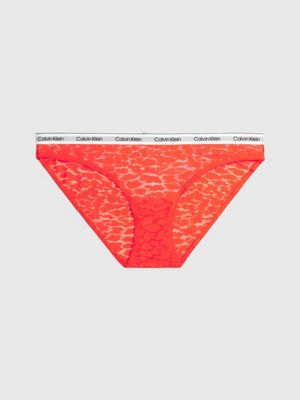 Tanga Calvin Klein Logo Print Femme Rouge et Blanc