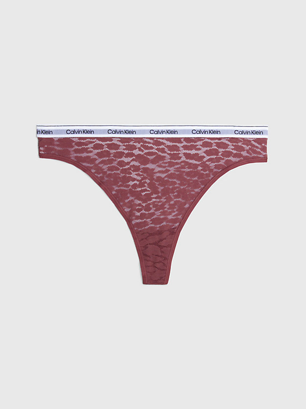 crushed berry lace high leg thong for women calvin klein