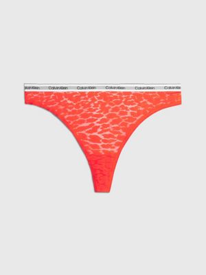 Calvin Klein Women's Modern Cotton Stretch Thong Panties, Scotish Plaid +  Rouge/Sundried Tomato, S