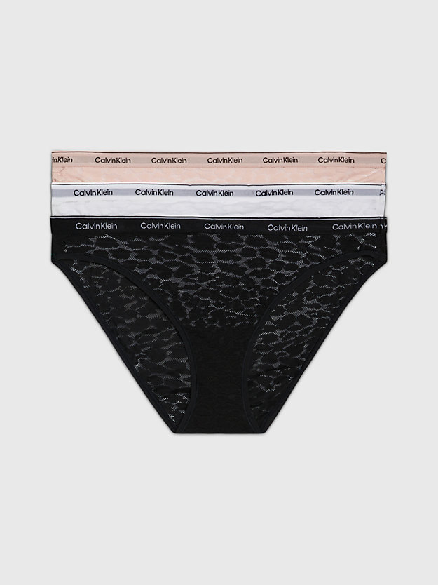 black/white/subdued 3 pack lace bikini briefs for women calvin klein