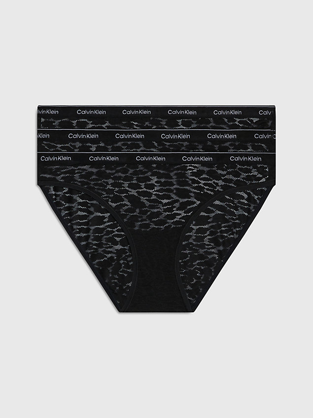 black 3er-pack slips mit spitze für damen - calvin klein