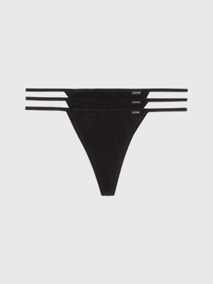 Calvin Klein Underwear WMNS 3 PACK THONG (LOW-RISE) Black -  BLACK/BLACK/BLACK