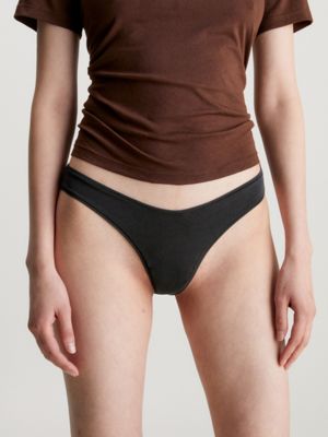 3-pack Cotton Thong Briefs - Black - Ladies