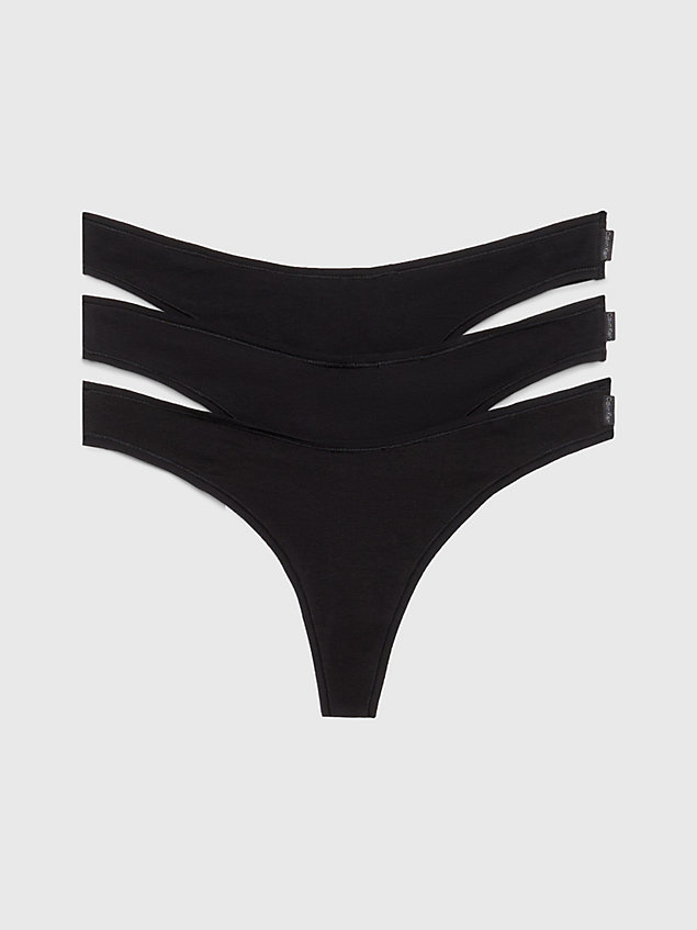 black zestaw 3 par stringów - flex fit dla kobiety - calvin klein