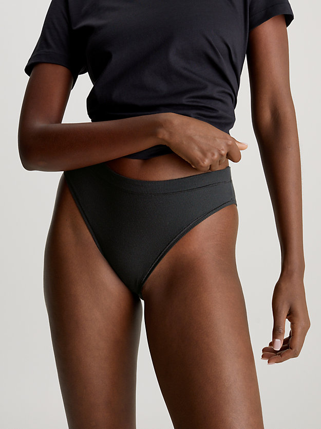 black high leg bikini briefs - ideal modal rib for women calvin klein