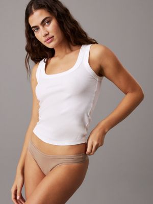 brown stringi o niskim stanie - ideal cotton dla kobiety - calvin klein