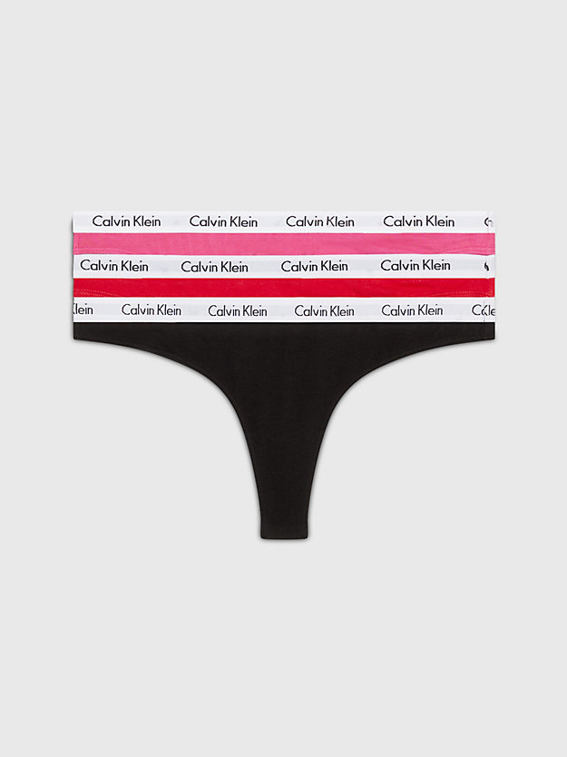 black/rouge/fuchsia 3 pack thongs - carousel for women calvin klein