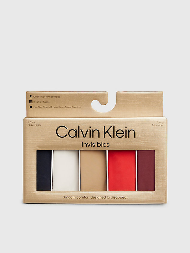 multi 5 pack thongs - invisibles for women calvin klein