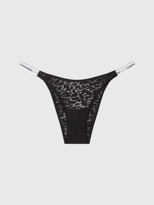 Signature waist leopard lace thong, Calvin Klein