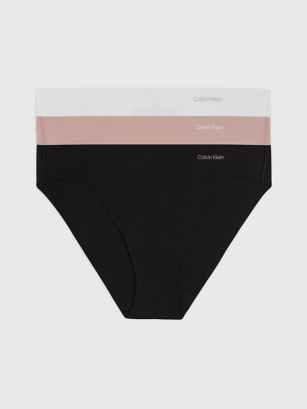 black/white/subdued 3 pack bikini briefs - invisibles cotton for women calvin klein