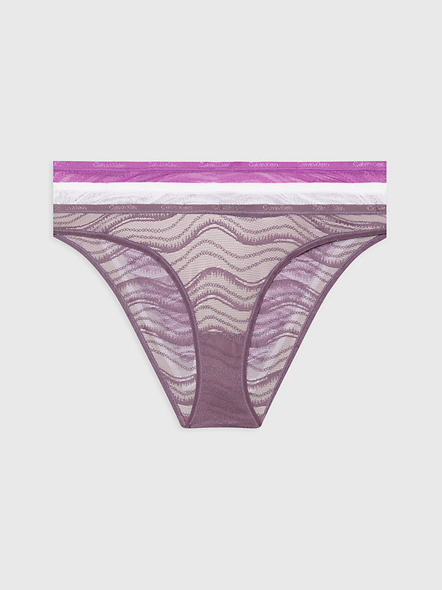 dahlia/vintage violet/white 3 pack lace bikini briefs for women calvin klein
