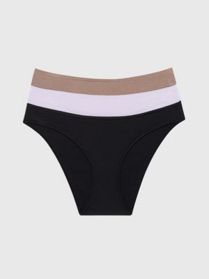 Calvin Klein Women`s Motive Cotton Bikini Panty 3 Pack (Small,  Black(QP2349-301)/G_F)