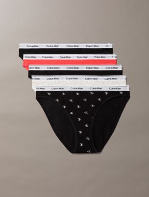 multi 5 pack low rise bikini briefs - icon logo for women calvin klein