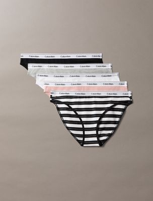 multi 5 pack low rise bikini briefs - icon logo for women calvin klein