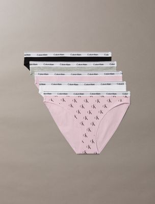 multi 5 pack low rise bikini briefs - icon logo for women calvin klein