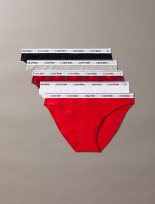 multi 5 pack low rise bikini briefs - icon logo for women calvin klein