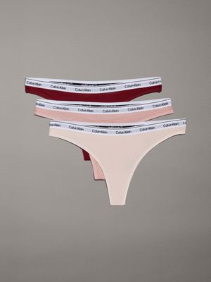 multi 3 pack thongs - modern logo for women calvin klein