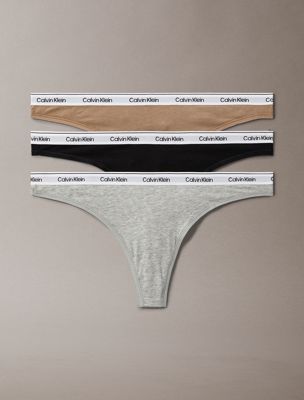 multi 3 pack thongs - modern logo for women calvin klein