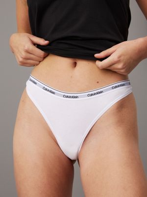 nightshade/lilac sugar/white 3 pack thongs - modern logo for women calvin klein