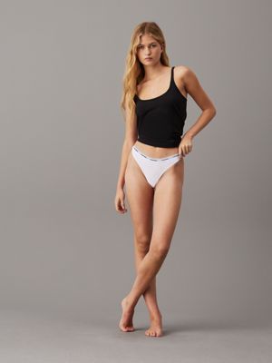 nightshade/lilac sugar/white 3 pack thongs - icon logo for women calvin klein