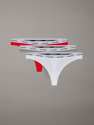 multi 3 pack thongs - icon logo for women calvin klein