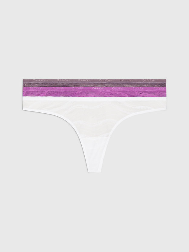 dahlia/vintage violet/white 3 pack lace thongs for women calvin klein