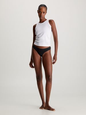 black 3 pack thongs - ideal cotton for women calvin klein