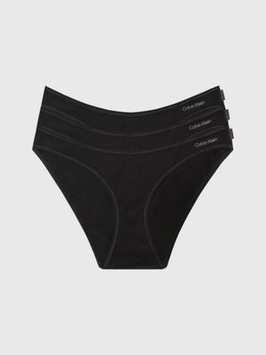  black 3 pack bikini briefs - ideal cotton for women calvin klein