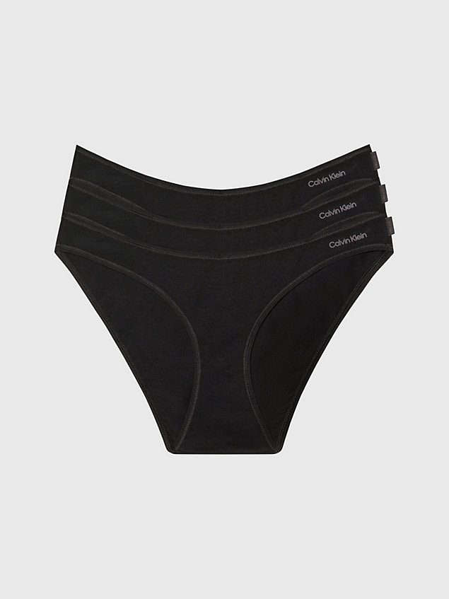 black 3 pack bikini briefs - ideal cotton for women calvin klein
