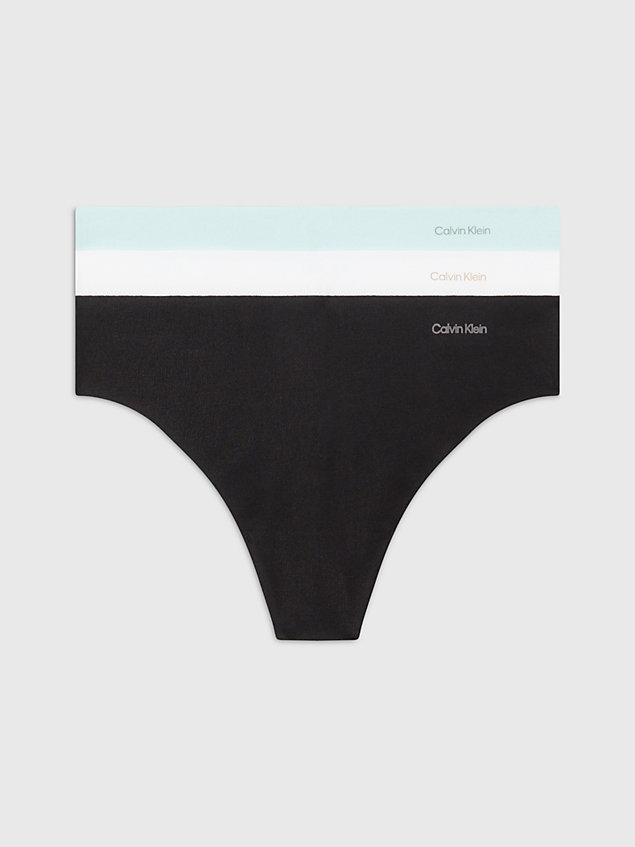 multi 3 pack thongs - invisibles cotton for women calvin klein