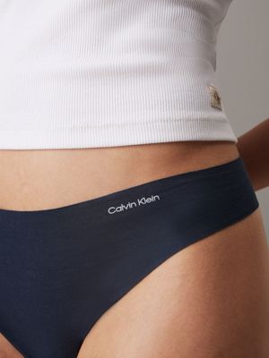 plein air/grey heather/ink 3 pack thongs - invisibles cotton for women calvin klein