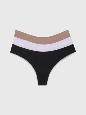 Calvin Klein Women's Underwear Thongs Set of 2 Qd1645y Large Striped/solid  for sale online