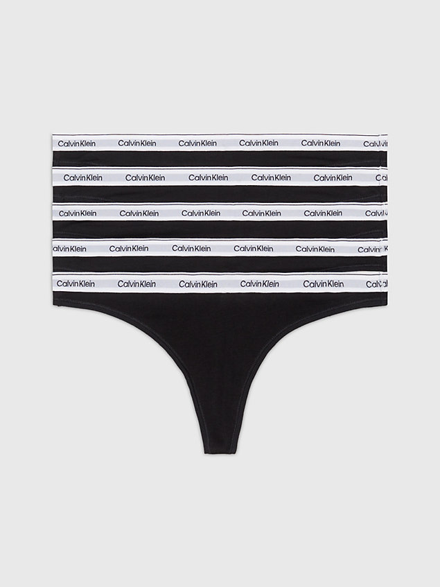 black zestaw 5 par stringów o niskim stanie - modern logo dla kobiety - calvin klein