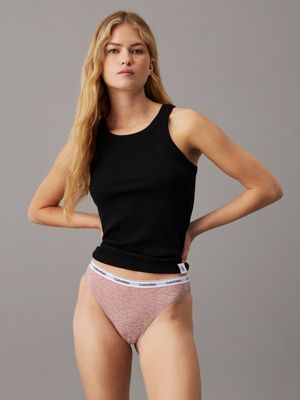 Calvin Klein - Slip bikini brasiliano rosa con logo