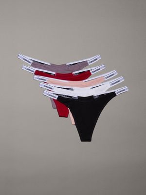 multi 5 pack string thongs - modern logo for women calvin klein