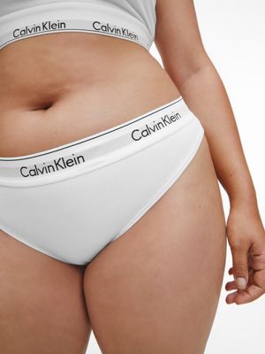 Calvin Klein Plus Size Modern Cotton Thong In White for Women