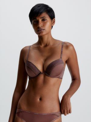 Calvin Klein Plunge Push Up 000qf7623e Bras in Brown