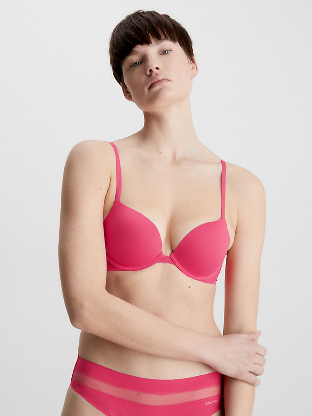 pink plunge push-up bra - perfectly fit flex for women calvin klein
