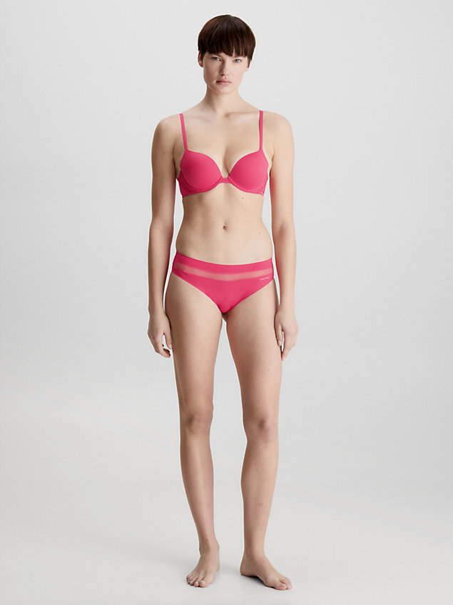 pink biustonosz push-up z głębokim dekoltem - perfectly fit flex dla kobiety - calvin klein