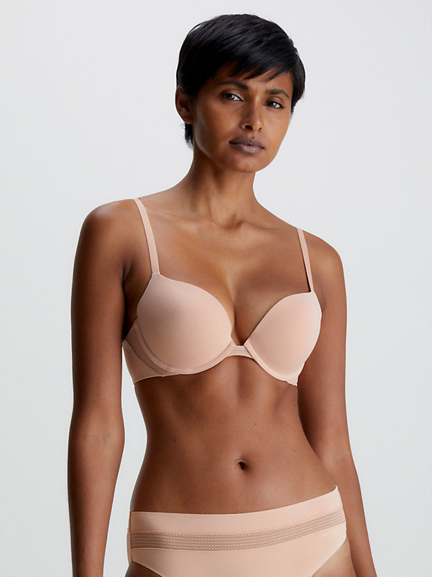 stone grey plunge push-up bra - perfectly fit flex for women calvin klein