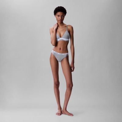 grey heather triangle bra - icon cotton modal for women calvin klein