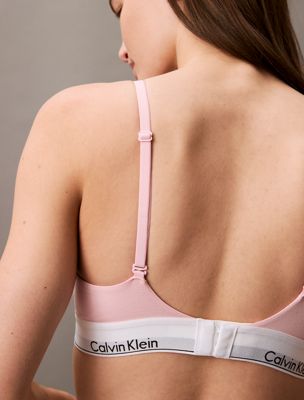 buff pink triangle bra - icon cotton modal for women calvin klein