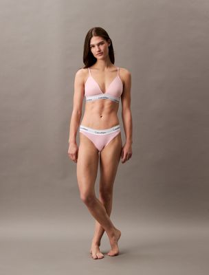 buff pink triangle bra - icon cotton modal for women calvin klein