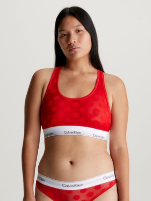 Calvin Klein Manic Red Modern Cotton Ribbed Unlined Bralette