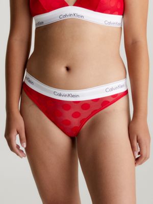Calvin Klein Modern Cotton high waist thong in red