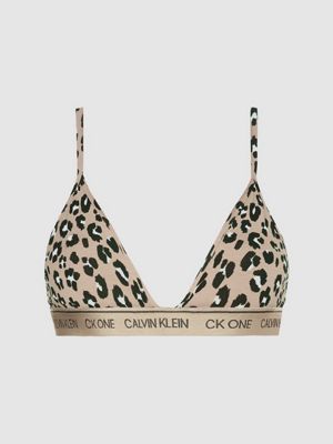 Calvin Klein CK 96 unlined triangle bralette in black animal lace