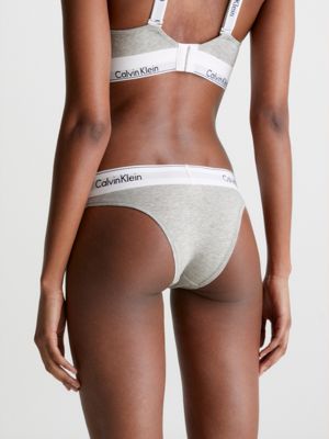 Cotton-blend Brazilian Panties Grey Heather Calvin Klein Underwear