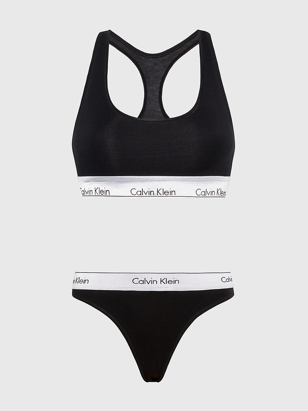 BLACK/SILVER Set Van Bralette En String - Modern Cotton undefined dames Calvin Klein
