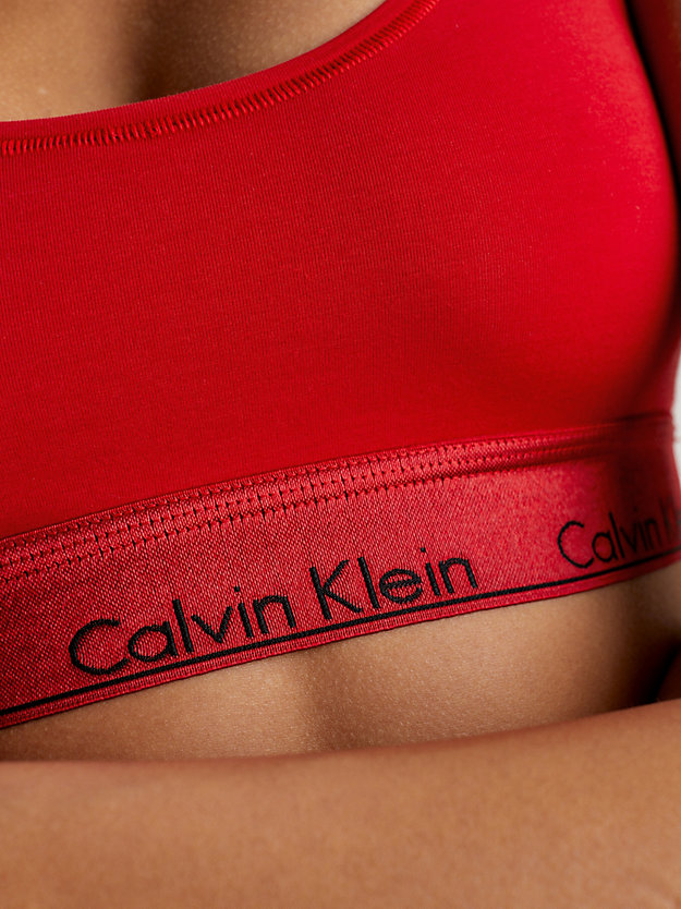 rustic red_metallic wb bralette and thong set - modern cotton for women calvin klein